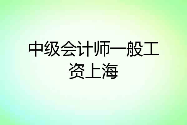 中级会计师一般工资上海