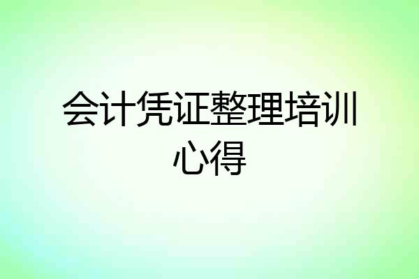 会计凭证整理培训心得