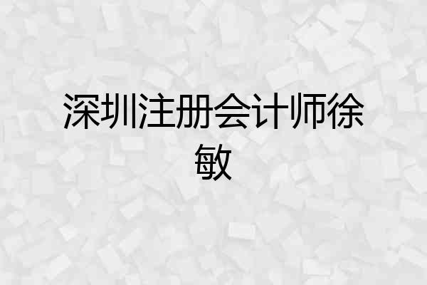 深圳注册会计师徐敏