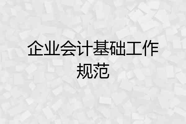企业会计基础工作规范
