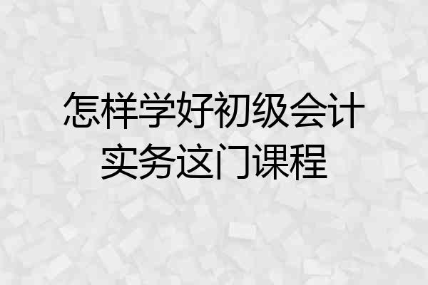 怎样学好初级会计实务这门课程