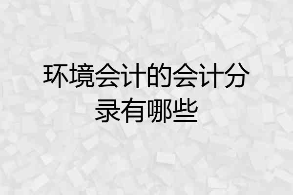 环境会计的会计分录有哪些