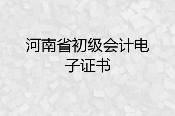 河南省初级会计电子证书