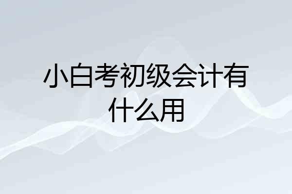 小白考初级会计有什么用