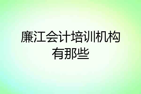 廉江会计培训机构有那些