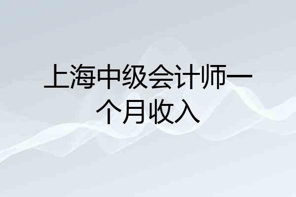 上海中级会计师一个月收入