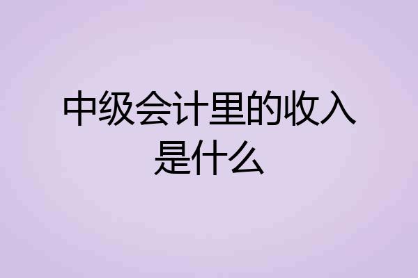 中级会计里的收入是什么