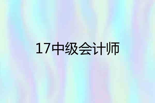 17中级会计师