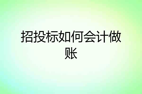 招投标如何会计做账