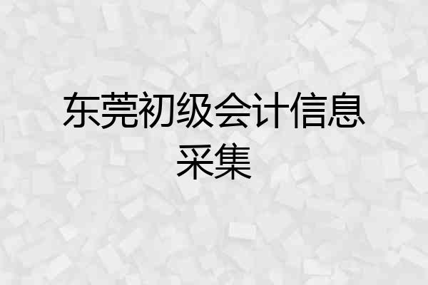 东莞初级会计信息采集