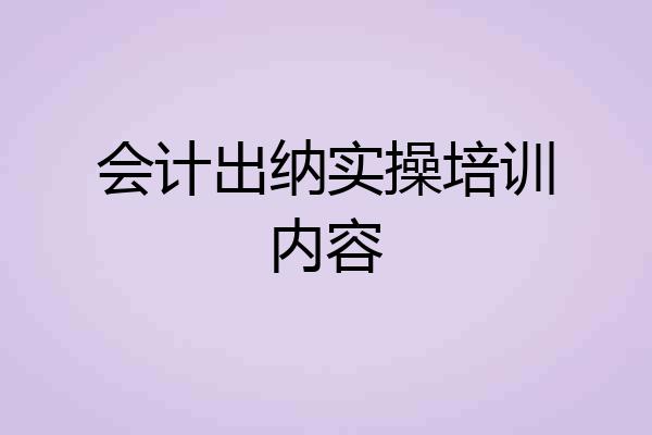 会计出纳实操培训内容