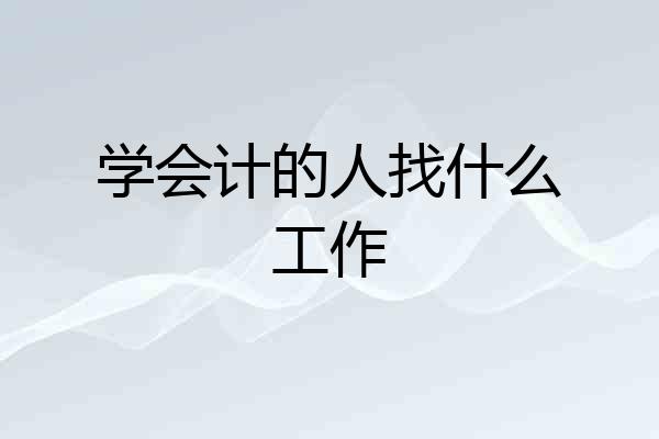 学会计的人找什么工作