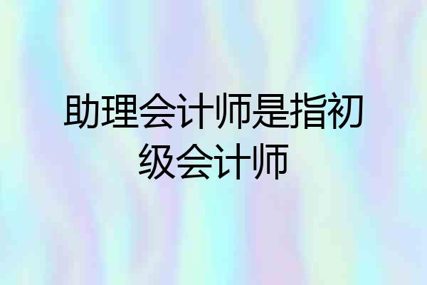 助理会计师是指初级会计师