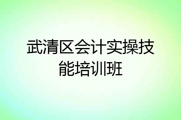 武清区会计实操技能培训班