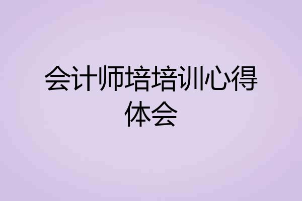 会计师培培训心得体会
