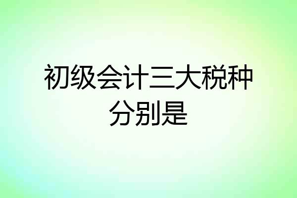 初级会计三大税种分别是