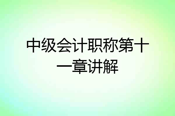 中级会计职称第十一章讲解