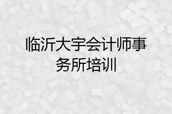临沂大宇会计师事务所培训