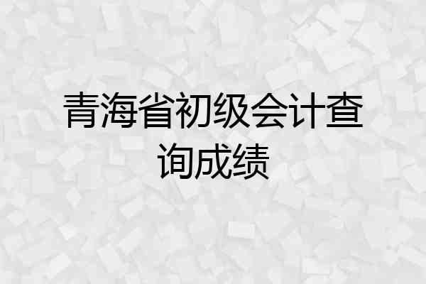 青海省初级会计查询成绩