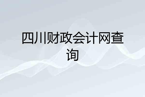 四川财政会计网查询