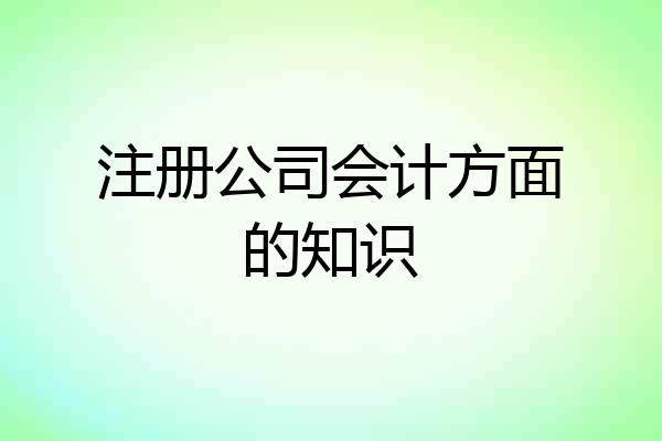 注册公司会计方面的知识