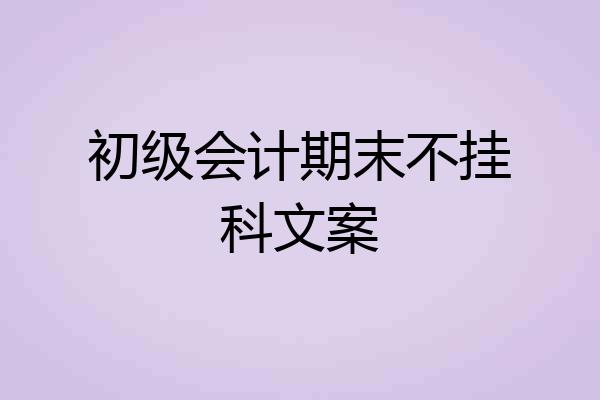 初级会计期末不挂科文案
