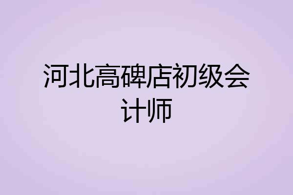 河北高碑店初级会计师