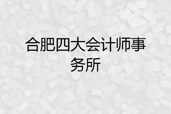 合肥四大会计师事务所