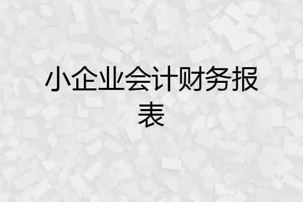 小企业会计财务报表