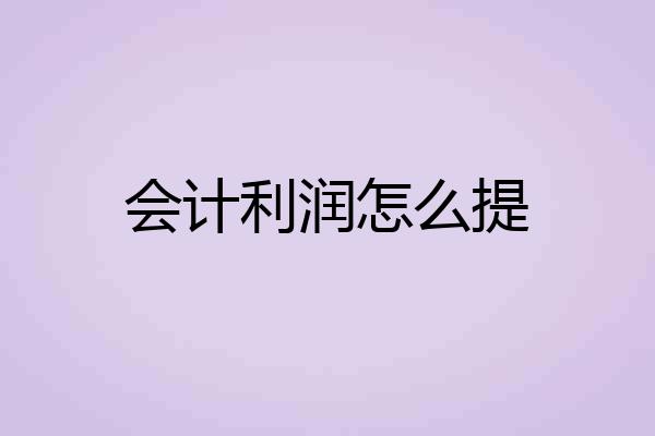 会计利润怎么提