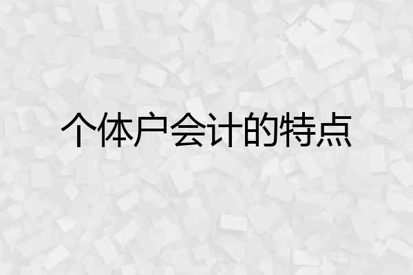 个体户会计的特点