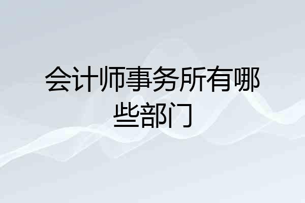 会计师事务所有哪些部门