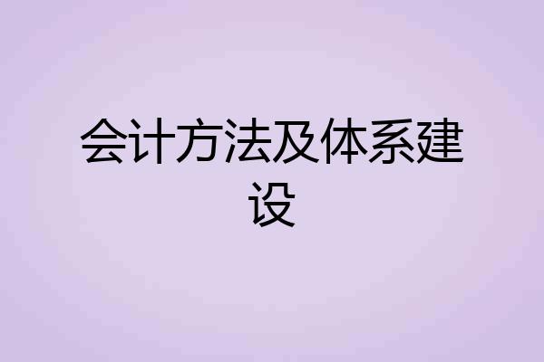 会计方法及体系建设