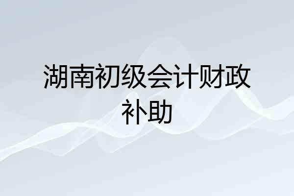 湖南初级会计财政补助