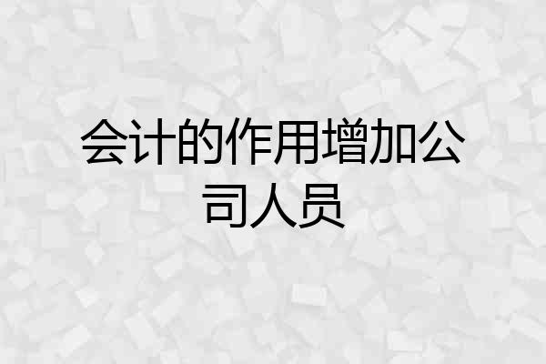 会计的作用增加公司人员