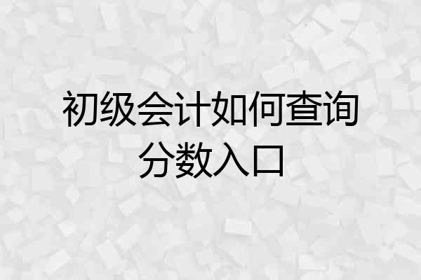 初级会计如何查询分数入口