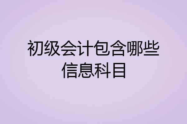 初级会计包含哪些信息科目
