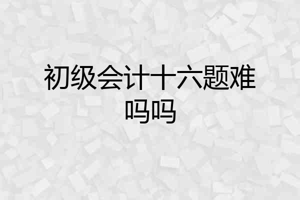 初级会计十六题难吗吗