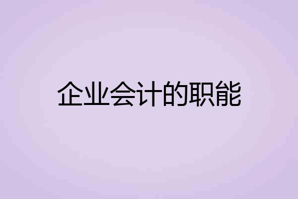 企业会计的职能