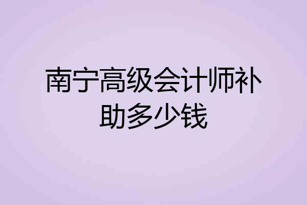 南宁高级会计师补助多少钱