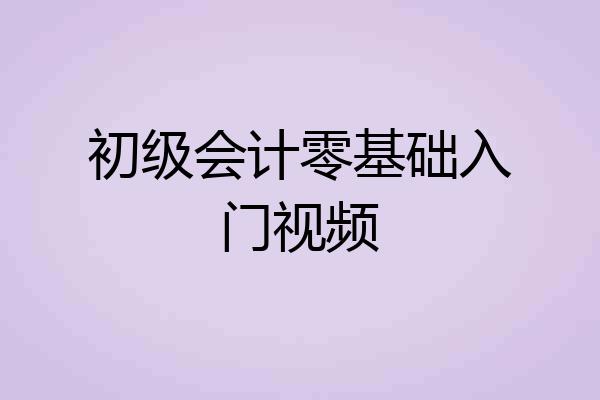 初级会计零基础入门视频
