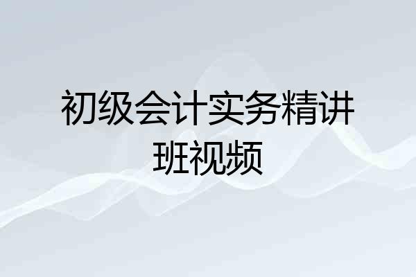 初级会计实务精讲班视频