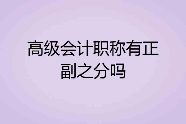 高级会计职称有正副之分吗