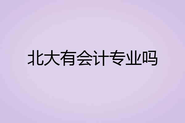 北大有会计专业吗