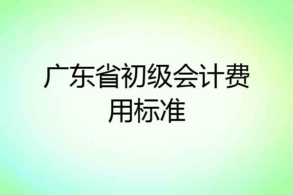 广东省初级会计费用标准