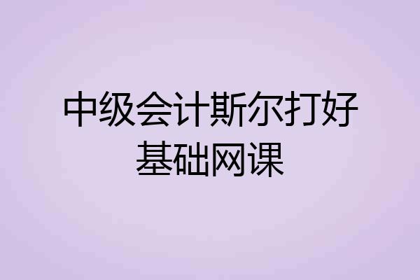 中级会计斯尔打好基础网课