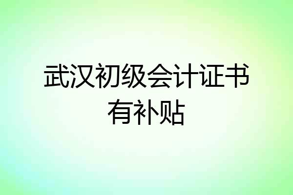 武汉初级会计证书有补贴