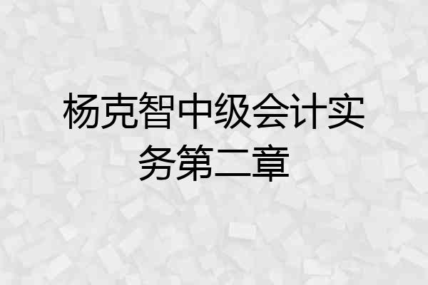 杨克智中级会计实务第二章