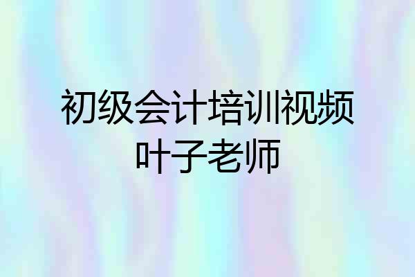 初级会计培训视频叶子老师
