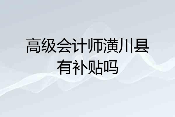 高级会计师潢川县有补贴吗